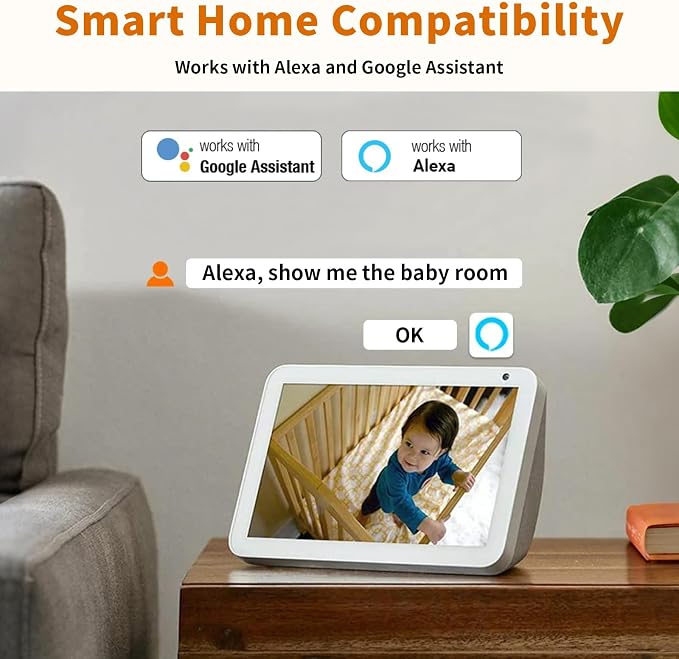 Alaga WiFi Indoor Security Camera, Baby Monitor, AI Motion Detection, 2 Way - Image 9