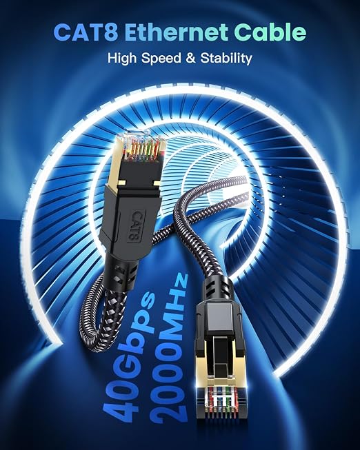 BUSOHE Cat 8 Ethernet Cable 150 FT, High Speed 40Gbps 2000Mhz Braided Network - Image 2