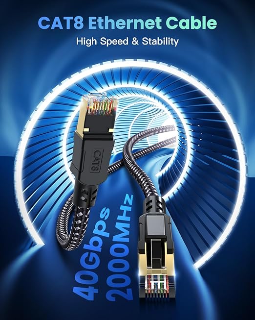 BUSOHE Cat 8 Ethernet Cable 35 FT, High Speed 40Gbps 2000Mhz Braided Network - Image 2