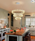 HAIXIANG Modern Glam Chandelier Crystal LED Remote Rings Chandelier Adjustable by HAIXIANG