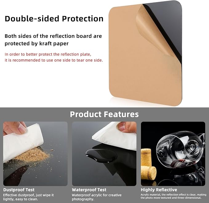 Photography Background Display Board, PULUZ 30cm/12 inch White & Black Acrylic - Image 3