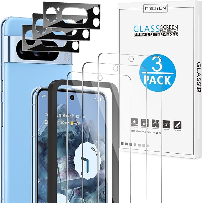 OMOTON for Pixel 8 Pro Screen Protector, 3 Pack for Pixel 8 Pro Tempered Glass by OMOTON