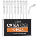 Everest Ultra Slim Cat6a Ethernet Patch Cables 7ft White by EverestMediaSolutions