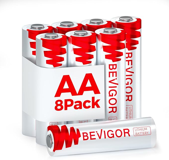 BEVIGOR Lithium Batteries AA Size, AA Battery 8 Pack, Double A Batteries by BEVIGOR