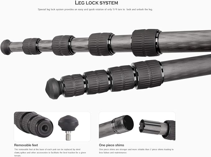 Leofoto MP-366C 65" 6-Section Carbon Fiber Portable Monopod, Lightweight - Image 8