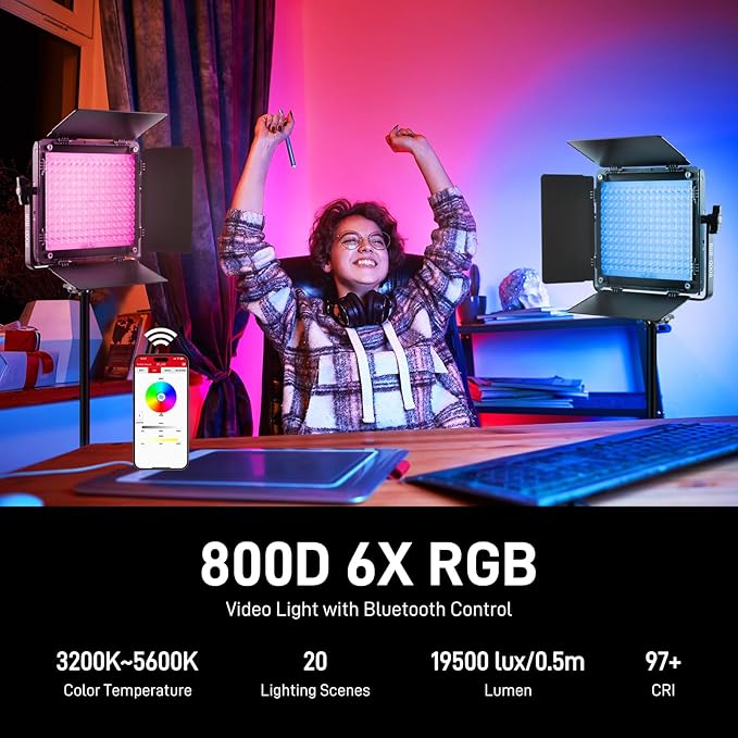 GVM RGB LED Video Light Kits, 800D 6X Upgraded Studio Lights - Image 5