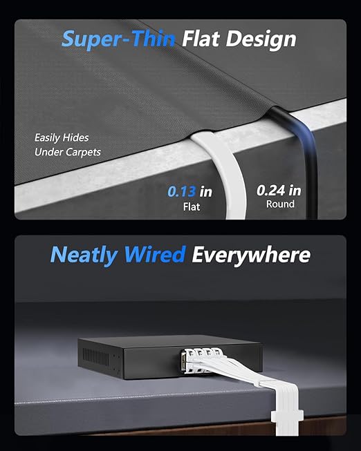 BUSOHE Cat 8 Ethernet Cable 100 FT, 40Gbps 2000Mhz High Speed Flat Cat8 Cable - Image 5