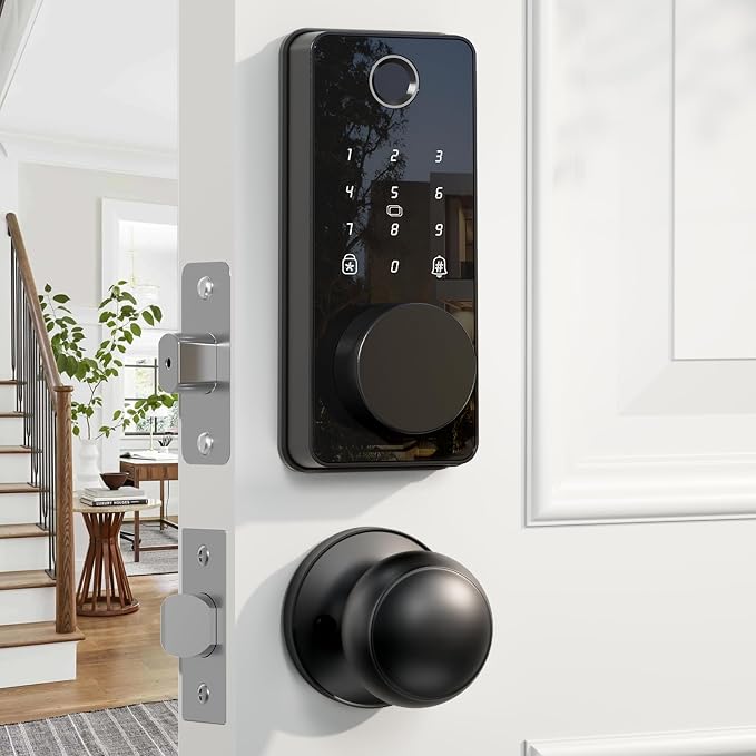 Keyless Entry Door Lock with 2 Knobs, Biquole Fingerprint Keypad Deadbolt by Biquole
