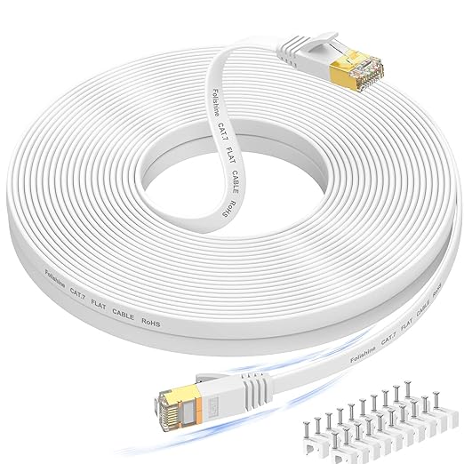 Folishine Ethernet Cable 60 ft, Supports Cat 8/ Cat 7 High Speed Flat Design by Folishine