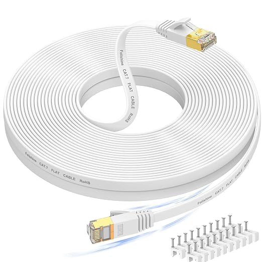 Cat 7 Ethernet Cable 100 ft High Speed, Flat Internet Network LAN Wire by Folishine