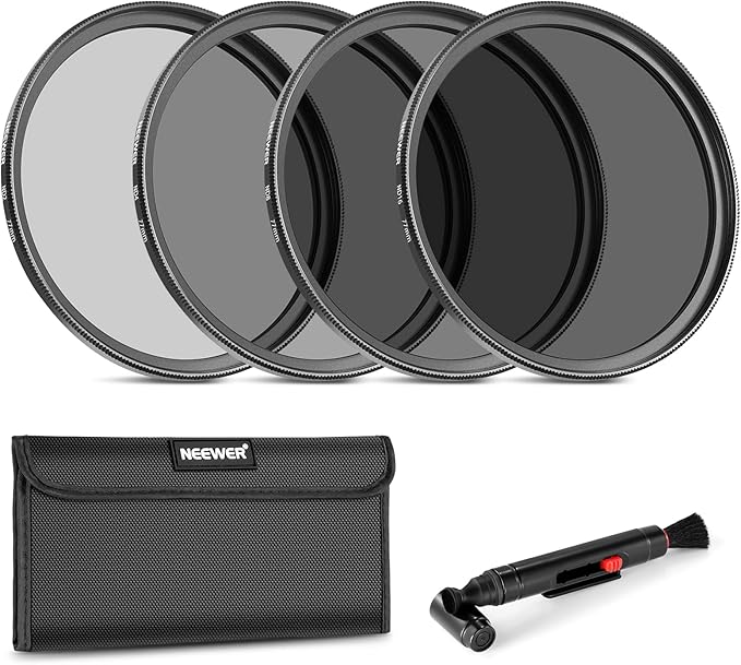 NEEWER 77mm ND Lens Filter Kit: ND2 ND4 ND8 ND16, Lens Cleaning Pen, Filter by Neewer