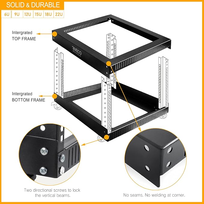 RIVECO 22U Open Frame Server Rack - Image 2