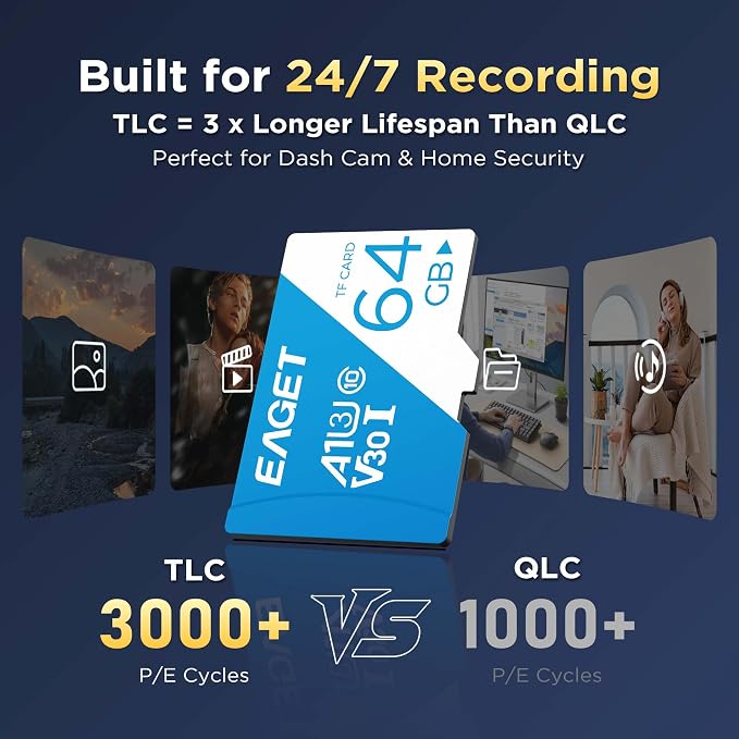 EAGET 2-Pack 64GB TF Memory Card Up to 100MB/s Read 60MB/s Write - Image 5