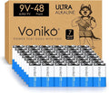 Voniko 48-Pack 9V Batteries, Long-Lasting 9 Volt Battery by Voniko
