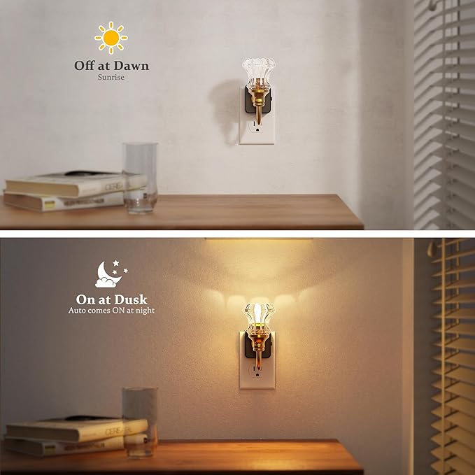 JandCase Night Light, Night Lights Plug into Wall, Dimmable Floral Glass LED - Image 3