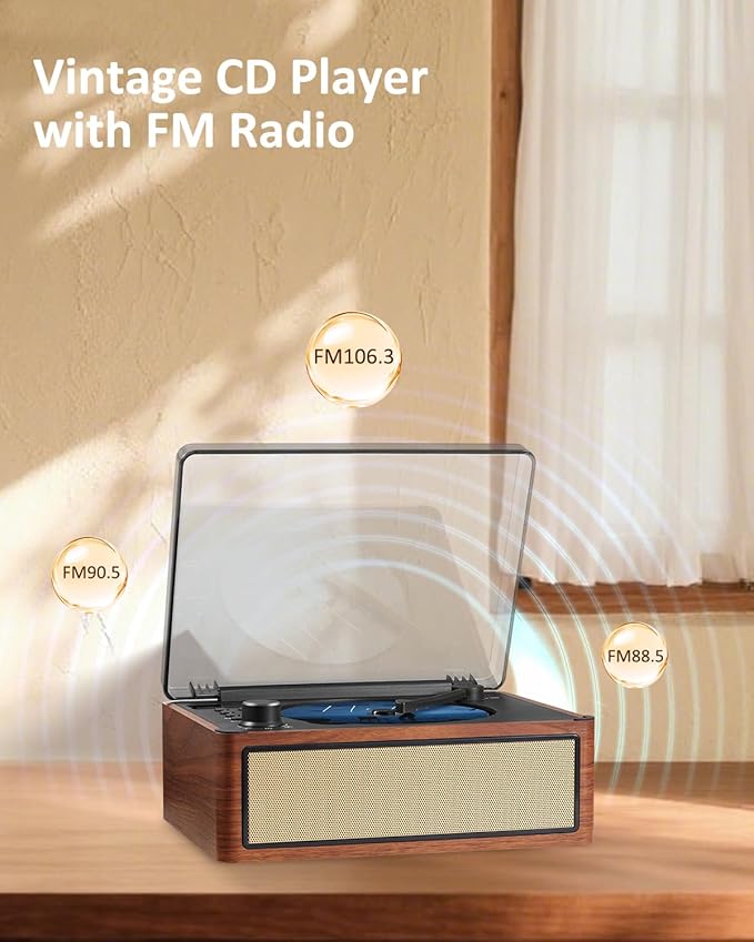G Keni Retro CD Player with Bluetooth in/Out, Portable CD Player with Dual HiFi - Image 6