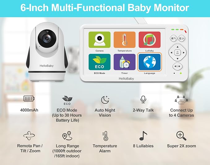 HelloBaby 6” Video Baby Monitor - Image 2