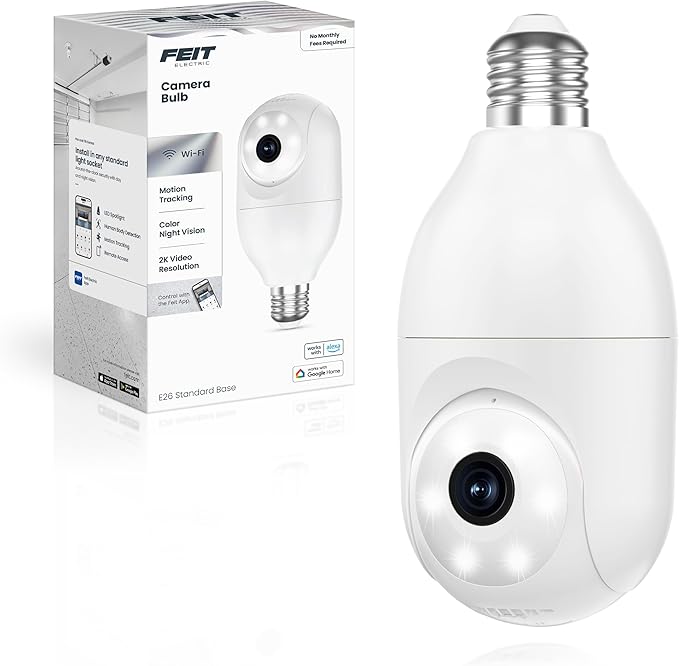 Feit Electric Smart Security Camera Bulb, 2K QHD Resolution, 2-Way Audio by FeitElectricCompany