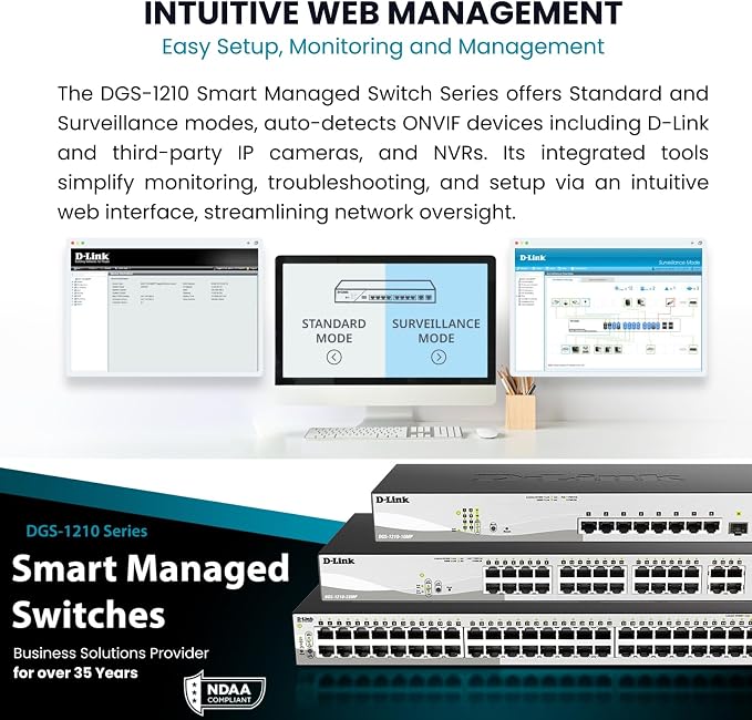 D-Link 52-Port Gigabit Smart Managed PoE+ Switch | 48 PoE+ Ports + 4 Combo SFP - Image 7