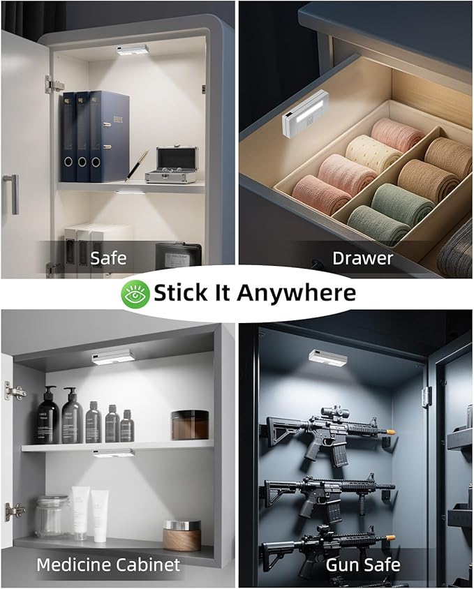 6 Pack Door Open Sensor Cabinet Lights, Cordless LED Cabinet Closet Light - Image 3