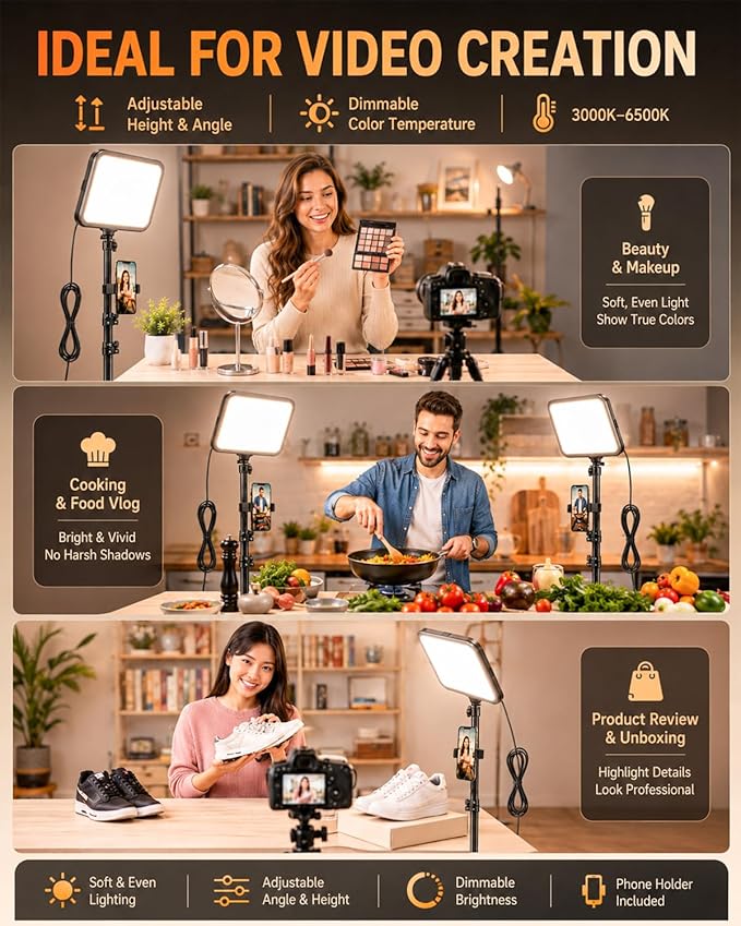Torjim 12 Inch Video Light Kit for Creators, 30W High Brightness Studio Lights - Image 2