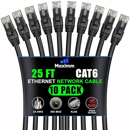 Maximm Cat 6 Ethernet Cable 25 ft by MaximmCable