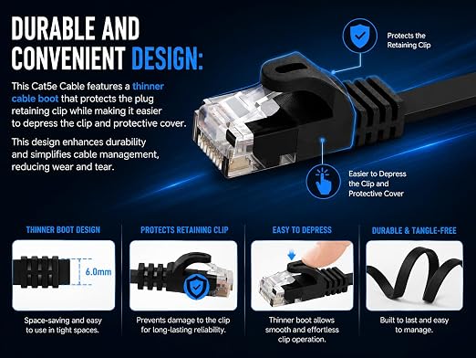BRENDAZ Cat5e Ethernet Cable, 25ft. Network Patch Cable - Image 5