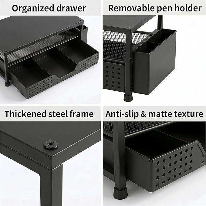 ECOLOVI Desk Organizer and Accessories, 2-Tier Computer Monitor Stand Rise - Image 6