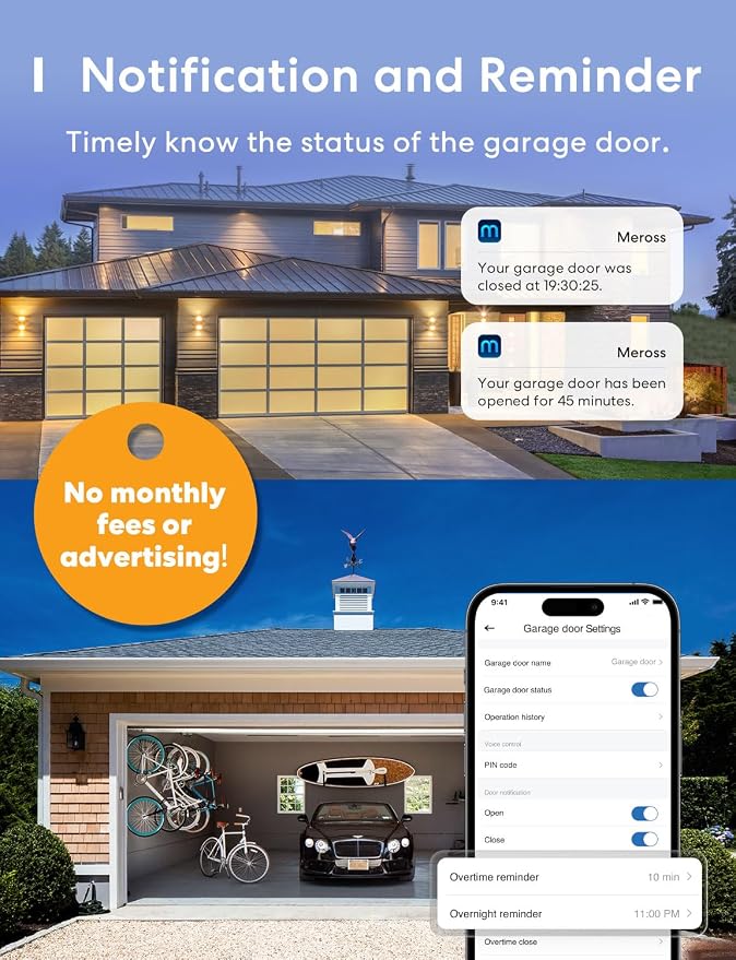 meross Smart WiFi Garage Door Opener Remote, App Control, Works - Image 6