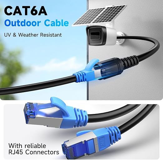 Cat6A Outdoor Ethernet Cable 200 ft, 23AWG 10Gbps 550MHz high-Speed CAT6A Cable - Image 3