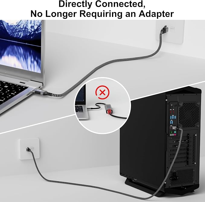 USB to Ethernet Cable 6 FT, 3.0 A Male to RJ45 Male Cord, Directly Connected - Image 2
