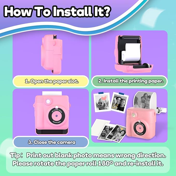 Printer Paper, 12 Rolls for Kids Instant Print Camera, HD Printing Thermal - Image 3