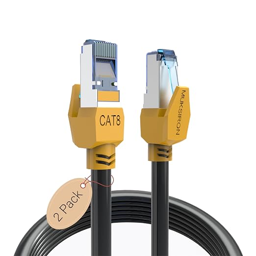 Cat 8 Ethernet Cable 10 ft 2 Pack, 40Gbps High Speed Gaming Network Cable by MUKSIRON