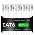 Yauhody CAT 6 Ethernet Cable 1.5ft 12-Pack White, High Speed Solid Flat CAT6 by Yauhody