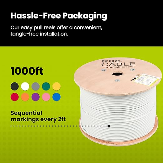 TRUE CABLE Cat6A Shielded Riser Bulk Ethernet Cable, 23AWG Solid Bare Copper - Image 5