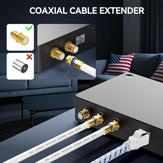 Coaxial Cable 3ft 5Pack, RG6 Coax Cable Cord Extender - Image 4