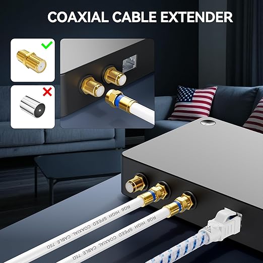 Coaxial Cable 10ft 5Pack, RG6 Coax Cable Cord Extender - Image 4