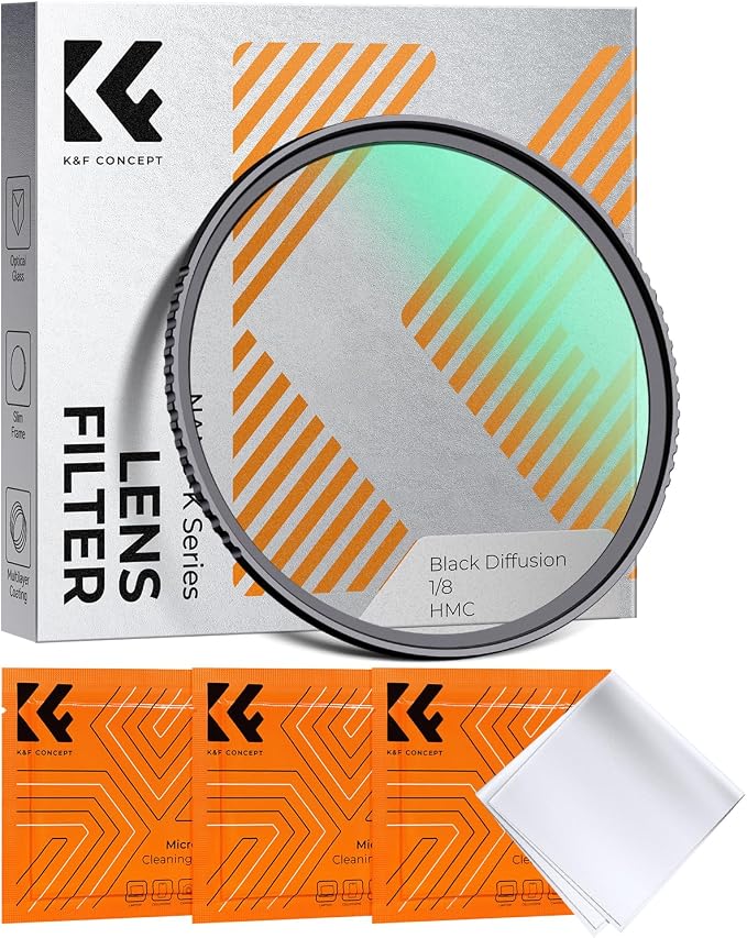 K&F CONCEPT 72mm Black Diffusion 1/8 Filter, Mist Dreamy Cinematic Effect Filter by KFCONCEPT