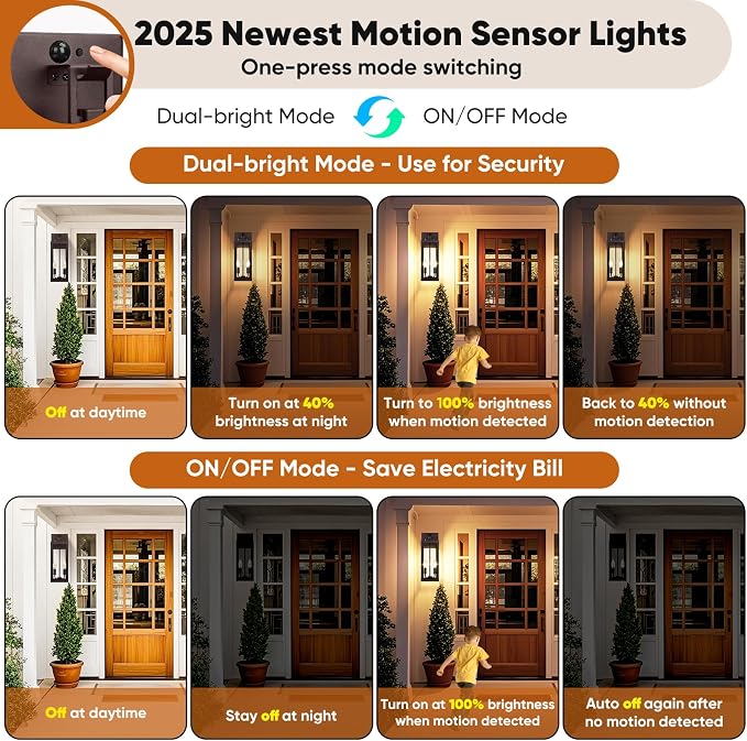 BesLowe 18” Upgraded Motion Sensor Outdoor Wall Lights, Dusk to Dawn Porch - Image 3