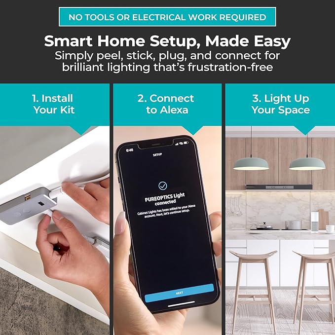 BLACK+DECKER Compatible with Alexa Smart LED Under Cabinet Lighting Kit - Image 4
