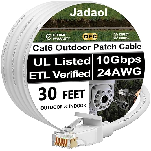 Jadaol Cat 6 Ethernet Cable 30ft, Outdoor&Indoor, 10Gbps Support Cat8/7 Network by Jadaol