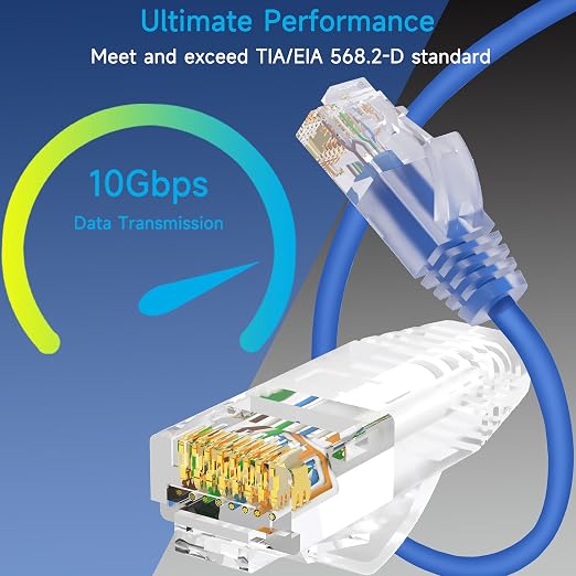 Cat6a Slim Ethernet Patch Cable 1 ft, Cat6a Patch Cable - Image 2