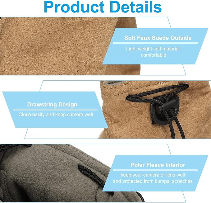 Patikil XL Size Drawstring Lens Case Flannel Camera Handbag - Image 3
