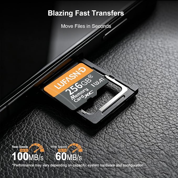 256GB Micro SD Card with Adapter, High Speed U3 C10 V30 SDXC Memory Card Up to - Image 2