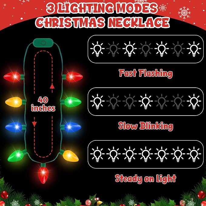 Blowata Christmas Light Necklace, Colorful Xmas Light up Decorations - Image 2