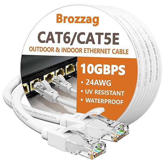 Ethernet Cable 250ft For Cat6/Cat5E, 10Gbps Compatible by Brozzag