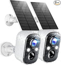 Techage 2K Solar Security Cameras Wireless Outdoor, 2K Battery Powered WiFi by Techage