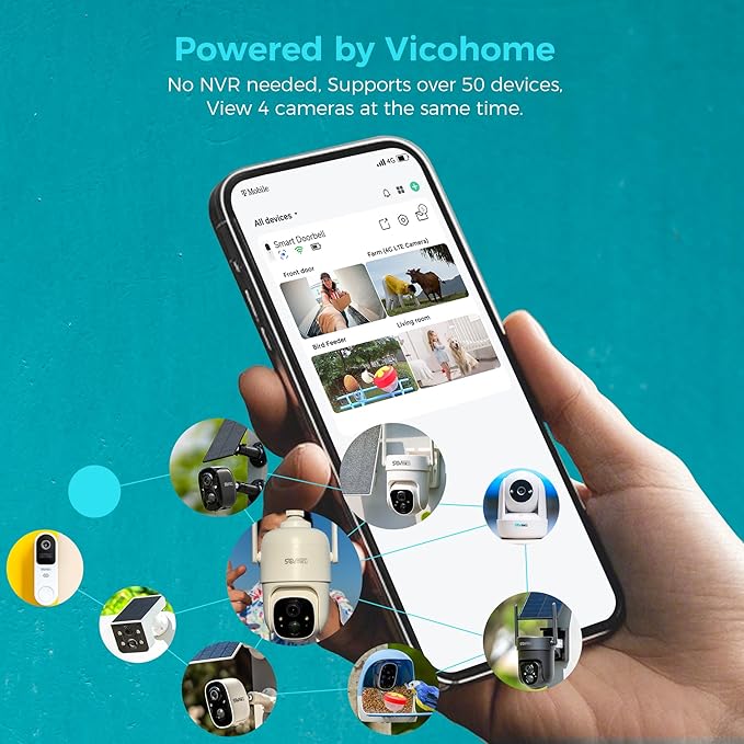 Vicohome CG6 Best 2K Solar Security Camera Wireless Outdoor System, No NVR - Image 2