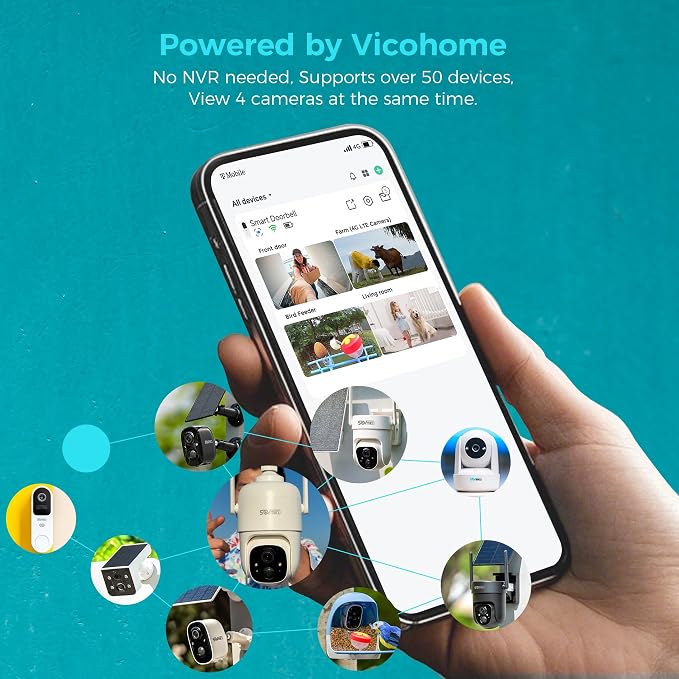 Vicohome 3CG6 Best 2K Solar Security Camera Wireless Outdoor System, No NVR - Image 2