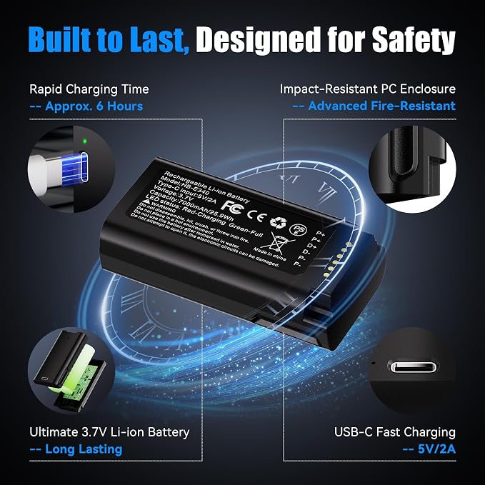 Fulpower 2-Pack 7000mAh High Capacity Rechargeable Battery Compatible - Image 6